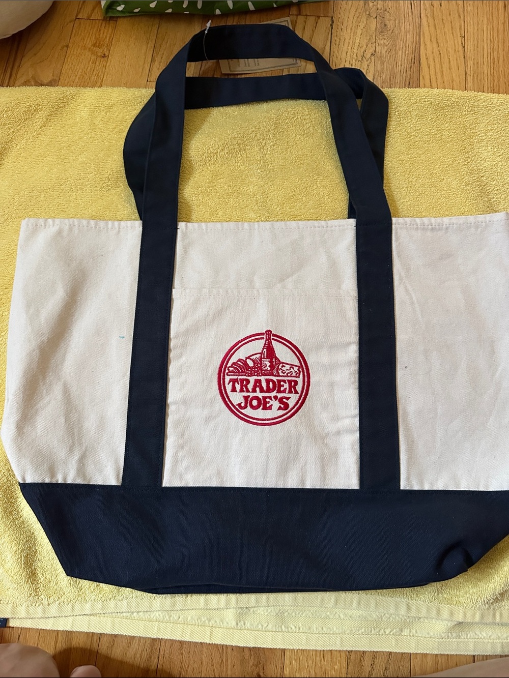 Trader Joe’s Navy and White Canvas Tote Bag